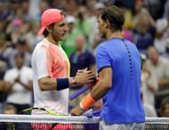 Lucas Pouille and Rafael Nadal at the 2016 US Open